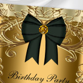 黒エレガントと金ゴールドのバースデーパーティ招待状 招待状