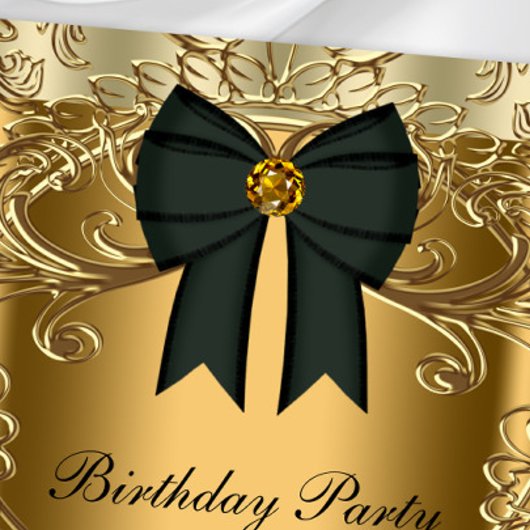 黒エレガントと金ゴールドのバースデーパーティ招待状 招待状