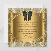 黒エレガントと金ゴールドのバースデーパーティ招待状 招待状 (裏面)