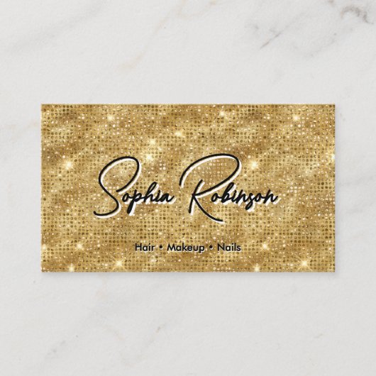 黒エレガントと金ゴールドのフェイクグリッター名刺 名刺 (正面)