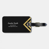 黒エレガントと金ゴールドのフェイク幾何学的な荷物タグ ラゲッジタグ (裏面横)