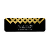 黒エレガントと金ゴールドのフェイク幾何学的アドレス ラベル (正面)