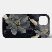 黒エレガントと金ゴールドのフローラアートモノグラム Case-Mate iPhoneケース (裏面 (横))