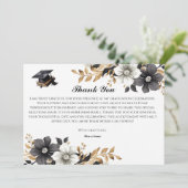 黒エレガントと金ゴールドのフローラサンキューカード 招待状 (スタンド正面)