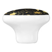 黒エレガントと金ゴールドのフローラ引き出しノブ – SRF セラミックノブ (側面)