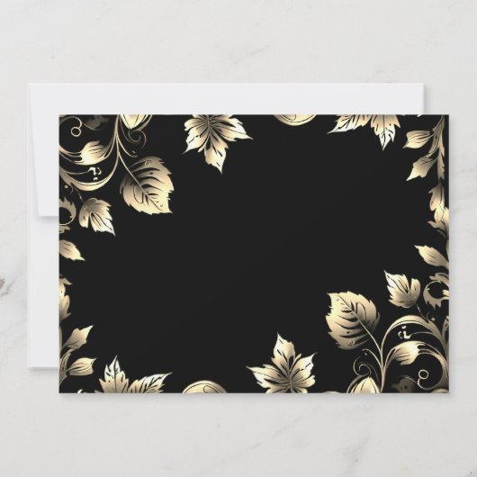 黒エレガントと金ゴールドのフローラ結婚 サンキューカード (裏面)