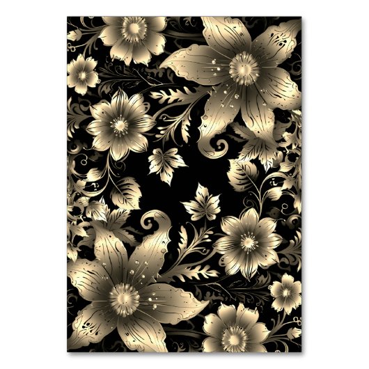 黒エレガントと金ゴールドのフローラ結婚 テーブルナンバー (裏面)