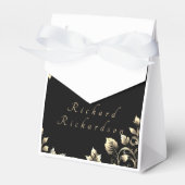 黒エレガントと金ゴールドのフローラ結婚 フェイバーボックス (正面サイド)