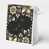 黒エレガントと金ゴールドのフローラ結婚 フェイバーボックス (裏面サイド)