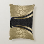 黒エレガントと金ゴールドのフローラ アクセントクッション (裏面(縦))