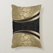 黒エレガントと金ゴールドのフローラ アクセントクッション (正面(垂直))