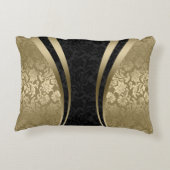 黒エレガントと金ゴールドのフローラ アクセントクッション (裏面)