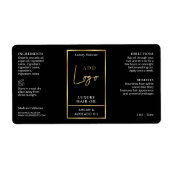 黒エレガントと金ゴールドのヘア油スポイトボトルラベル ラベル (正面)