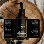 黒エレガントと金ゴールドのヘア油スポイトボトルラベル ラベル