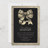 黒エレガントと金ゴールドのボークリスマスディナーパーティー 招待状 (正面)
