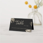 黒エレガントと金ゴールドのボ結婚タニカル プレイスカード (正面)