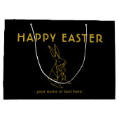 黒エレガントと金ゴールドのミニマルイースターバニー ラージペーパーバッグ (裏面)