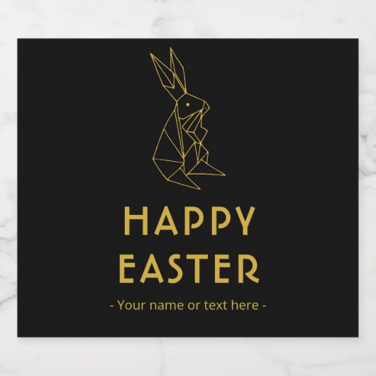 黒エレガントと金ゴールドのミニマル復活祭 スパークリングワインラベル (シングルラベル)