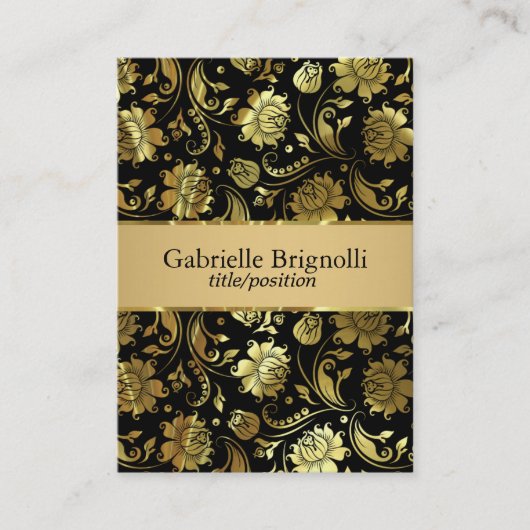 黒エレガントと金ゴールドのヴィンテージのマスク5 名刺 (正面)