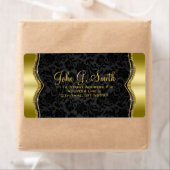 黒エレガントと金ゴールドのヴィンテージフローラのマスク ラベル (インサイチュ)