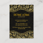 黒エレガントと金ゴールドのヴィンテージフローラのマスク 名刺 (裏面)