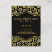 黒エレガントと金ゴールドのヴィンテージフローラのマスク 名刺 (裏面)