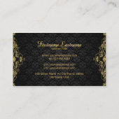 黒エレガントと金ゴールドのヴィンテージフローラフレーム 名刺 (裏面)