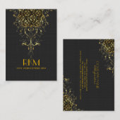 黒エレガントと金ゴールドのヴィンテージレース枠 名刺 (正面/裏面)