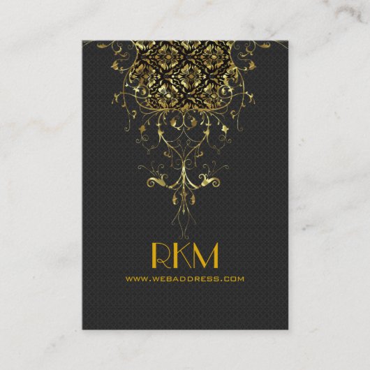 黒エレガントと金ゴールドのヴィンテージレース枠 名刺 (正面)