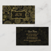 黒エレガントと金ゴールドのヴィンテージ金ゴールドフレーム 名刺 (正面/裏面)