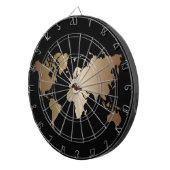 黒エレガントと金ゴールドの世界地図 ダーツボード (正面右)