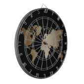 黒エレガントと金ゴールドの世界地図 ダーツボード (正面左)