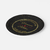 黒エレガントと金ゴールドの光沢のある星 – 目盛り ペーパープレート (アングル)