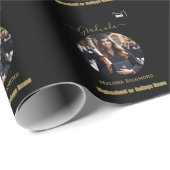 黒エレガントと金ゴールドの写真がスペインの卒業 ラッピングペーパー (ロールコーナー)