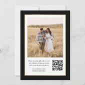 黒エレガントと金ゴールドの写真結婚の セーブザデート (裏面)