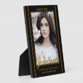 黒エレガントと金ゴールドの卒業写真記念 フォトプラーク (側面)