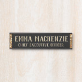 黒エレガントと金ゴールドの名前のプレート – ドア記号 サインプレート (正面)