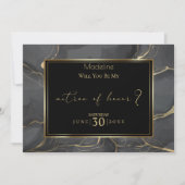 黒エレガントと金ゴールドの大理石マトロンの名誉 招待状 (正面)