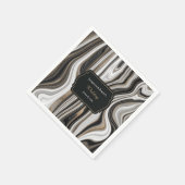 黒エレガントと金ゴールドの大理石結婚の スタンダードカクテルナプキン (角)