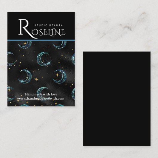 黒エレガントと金ゴールドの太陽の月のジュエリー表示 名刺 (正面/裏面)