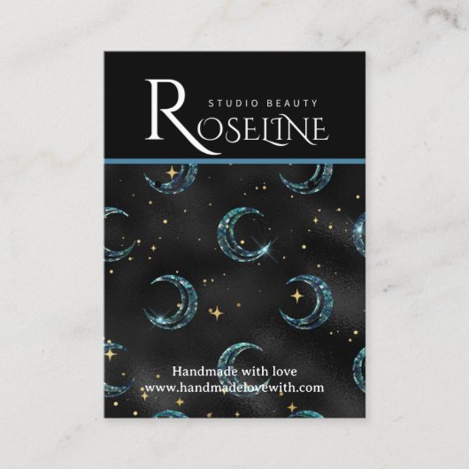 黒エレガントと金ゴールドの太陽の月のジュエリー表示 名刺 (正面)