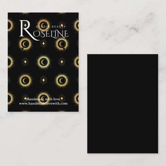 黒エレガントと金ゴールドの太陽の月のジュエリー表示 名刺 (正面/裏面)