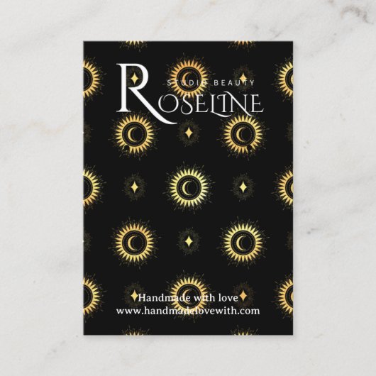 黒エレガントと金ゴールドの太陽の月のジュエリー表示 名刺 (正面)