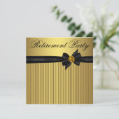 黒エレガントと金ゴールドの女性退職パーティー 招待状 (スタンド正面)