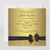 黒エレガントと金ゴールドの女性退職パーティー 招待状 (裏面)