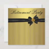 黒エレガントと金ゴールドの女性退職パーティー 招待状 (正面)