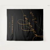 黒エレガントと金ゴールドの婚約パーティ背景 タペストリー (正面(横))