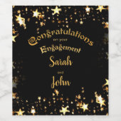 黒エレガントと金ゴールドの婚約パーティ ワインラベル (シングルラベル)