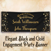 黒エレガントと金ゴールドの婚約パーティ 横断幕