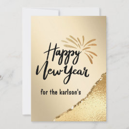 黒エレガントと金ゴールドの年末年始のホリデーカード シーズンカード